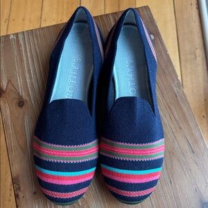 Rothy’s wool navy striped loafers size 7.5